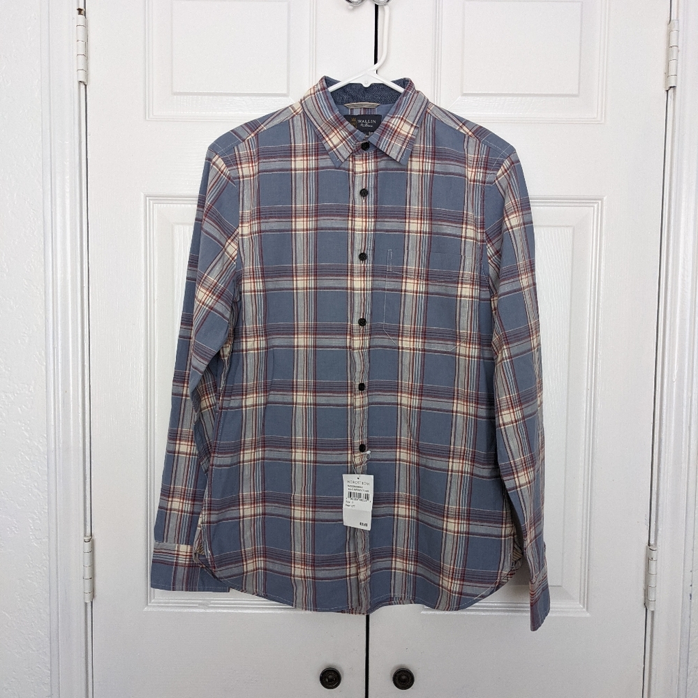 NEW Wallin & Bros Blue Infinity Plaid Print Shirt